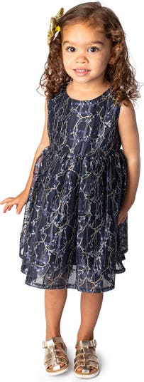 Metallic Lace Overlay Dress