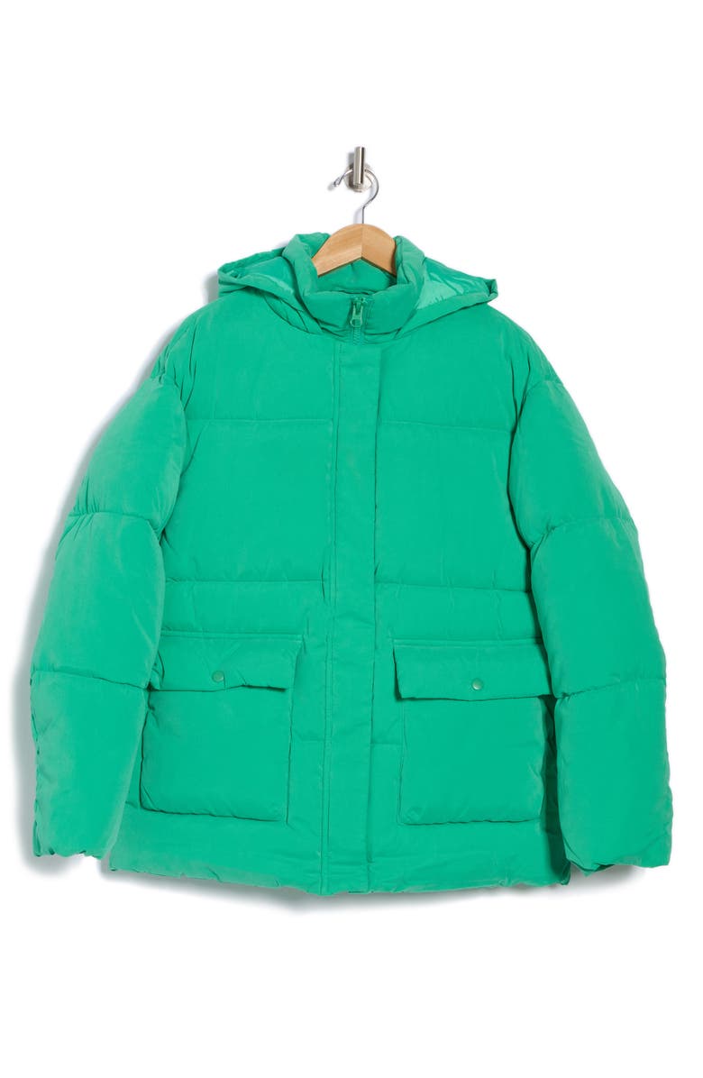 ASOS DESIGN Peached Hooded Puffer Jacket, Alternate, color,