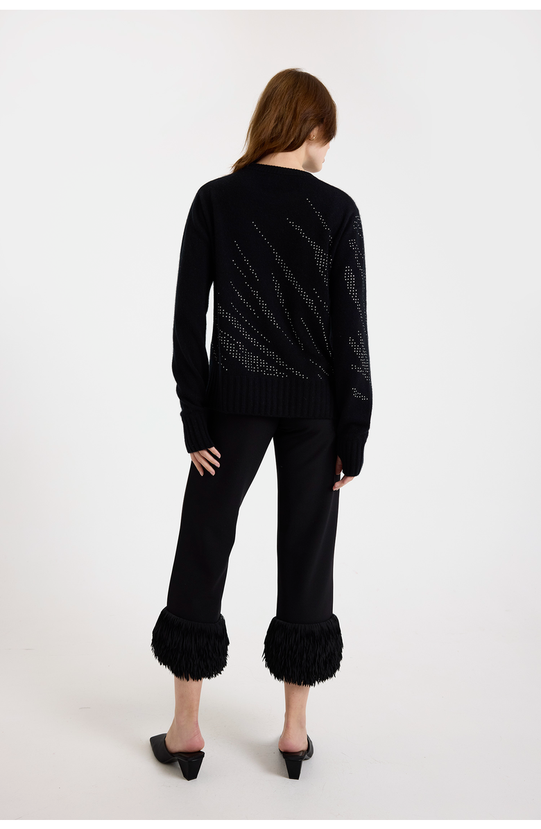 Brodie Pure Cashmere Hot Fix Zebra 100% Cashmere Sweater, Alternate, color, Black