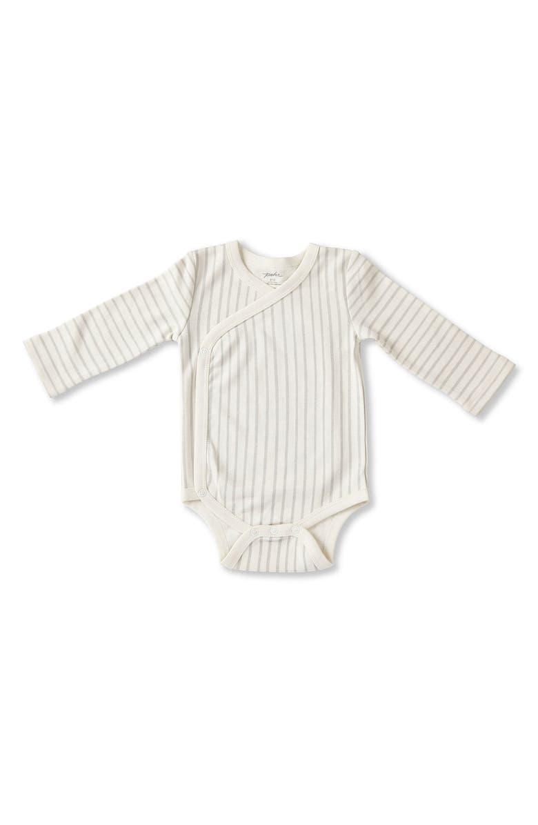Pehr Stripes Away Organic Cotton Wrap Bodysuit, Main, color,