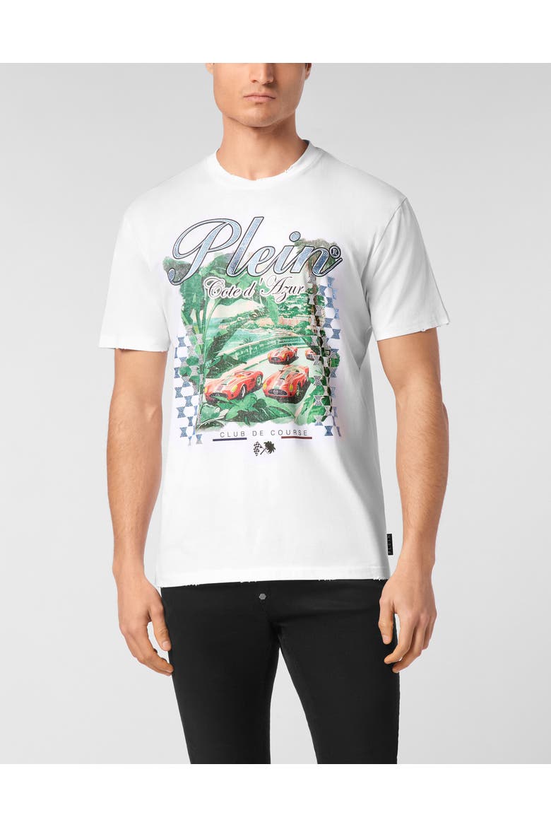 T-Shirt Round Neck Ss Cote D Azur Men, Main, color, white