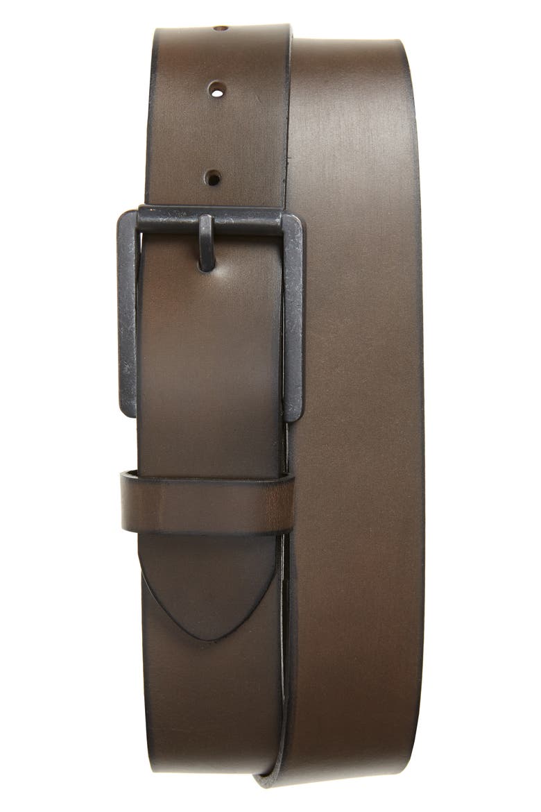 Bernard Leather Belt, Main, color, GREY ALLOY