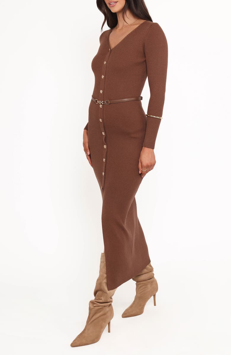 Petal & Pup Byrdie Long Sleeve Maxi Sweater Dress, Alternate, color, Chocolate Brown