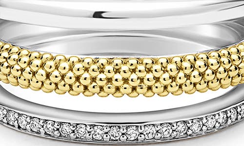 Lagos Two Tone Caviar Lux Three Row Diamond Ring, 0.135 Ct. T. W. In Two-tone