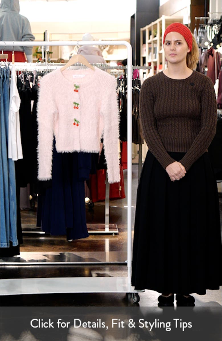 Cherry Appliqué Fuzzy Crop Cardigan, sales video thumbnail