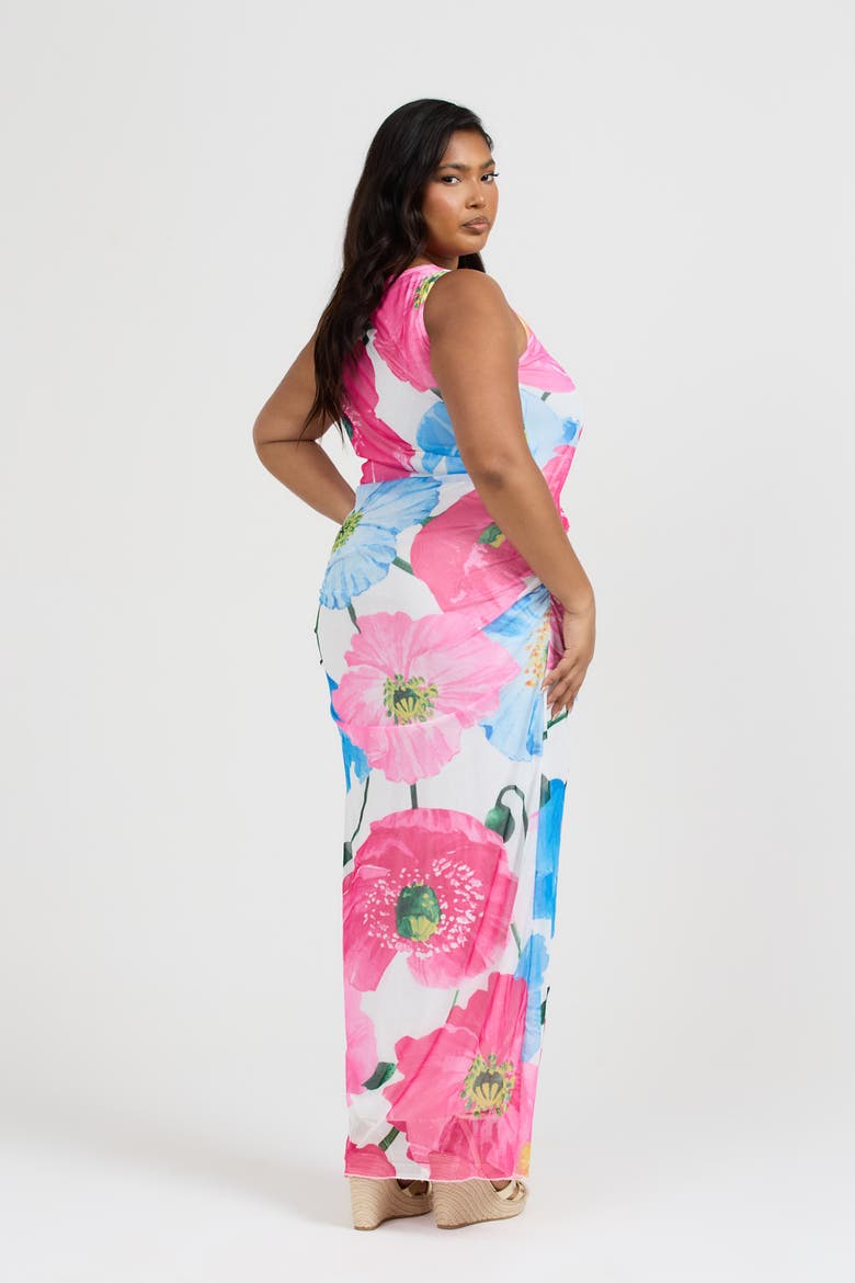 Curve Mesh Maxi Dress, Alternate, color, Pink