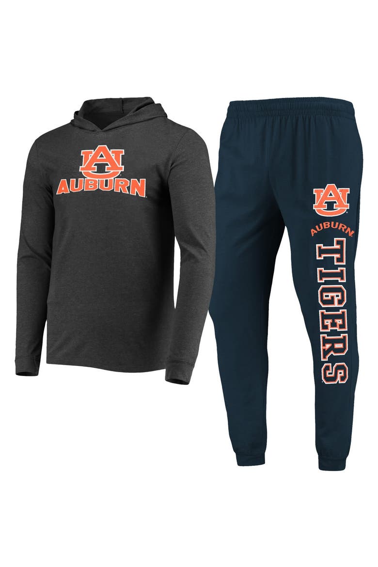 Men's Concepts Sport Navy/Heather Charcoal Auburn Tigers Meter Long Sleeve Hoodie T-Shirt & Jogger Pajama Set, Main, color, Navy