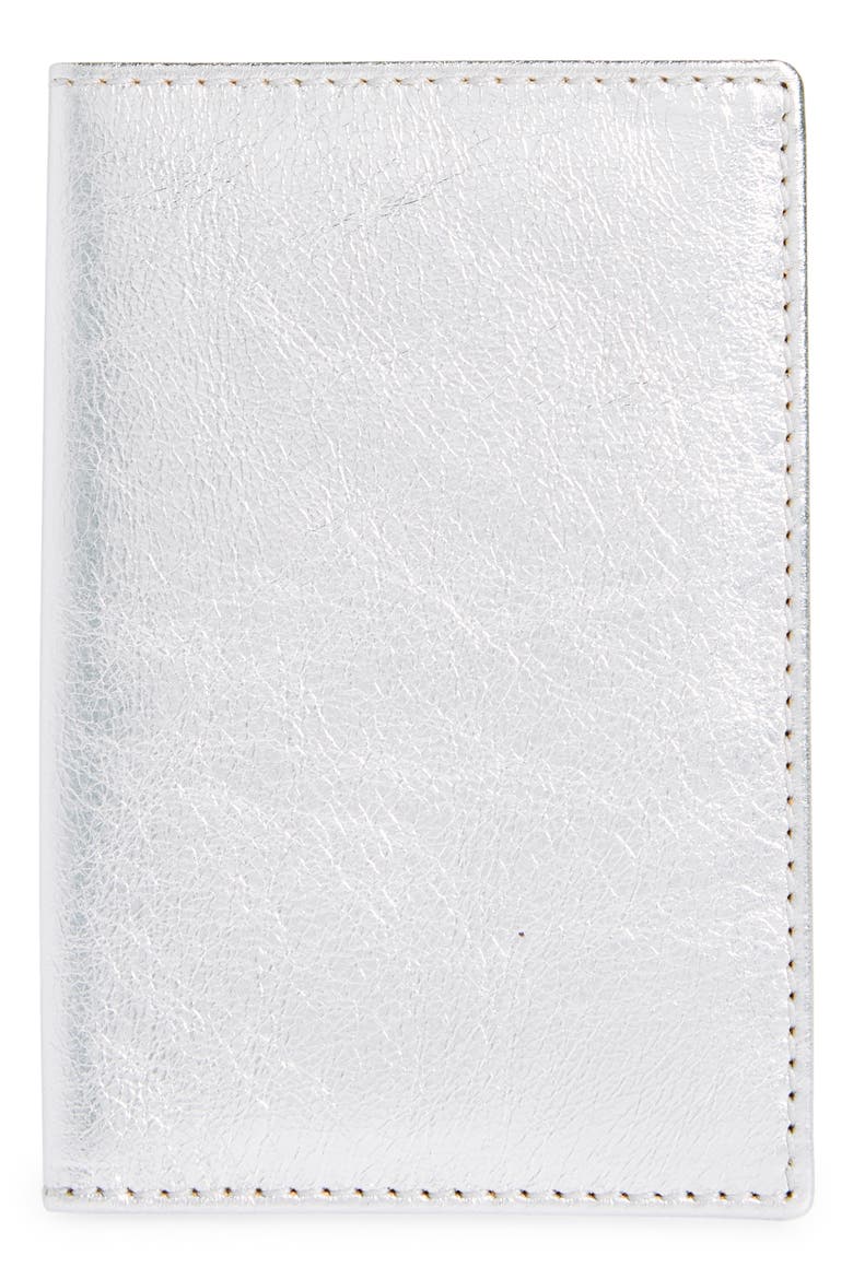 Metallic Leather Card Holder, Main, color, SILVER