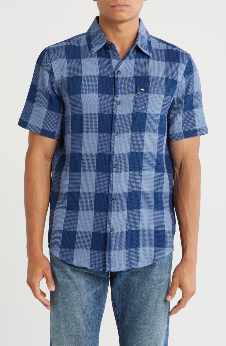 Quiksilver Danya Short Sleeve Cotton Button-Up Shirt, Main, color, Estate Blue