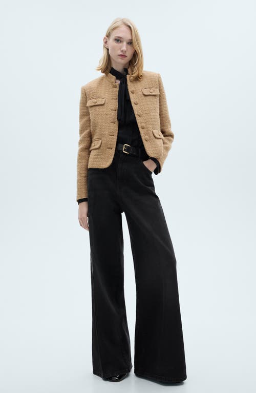 Mango Tweed Blazer In Medium Brown