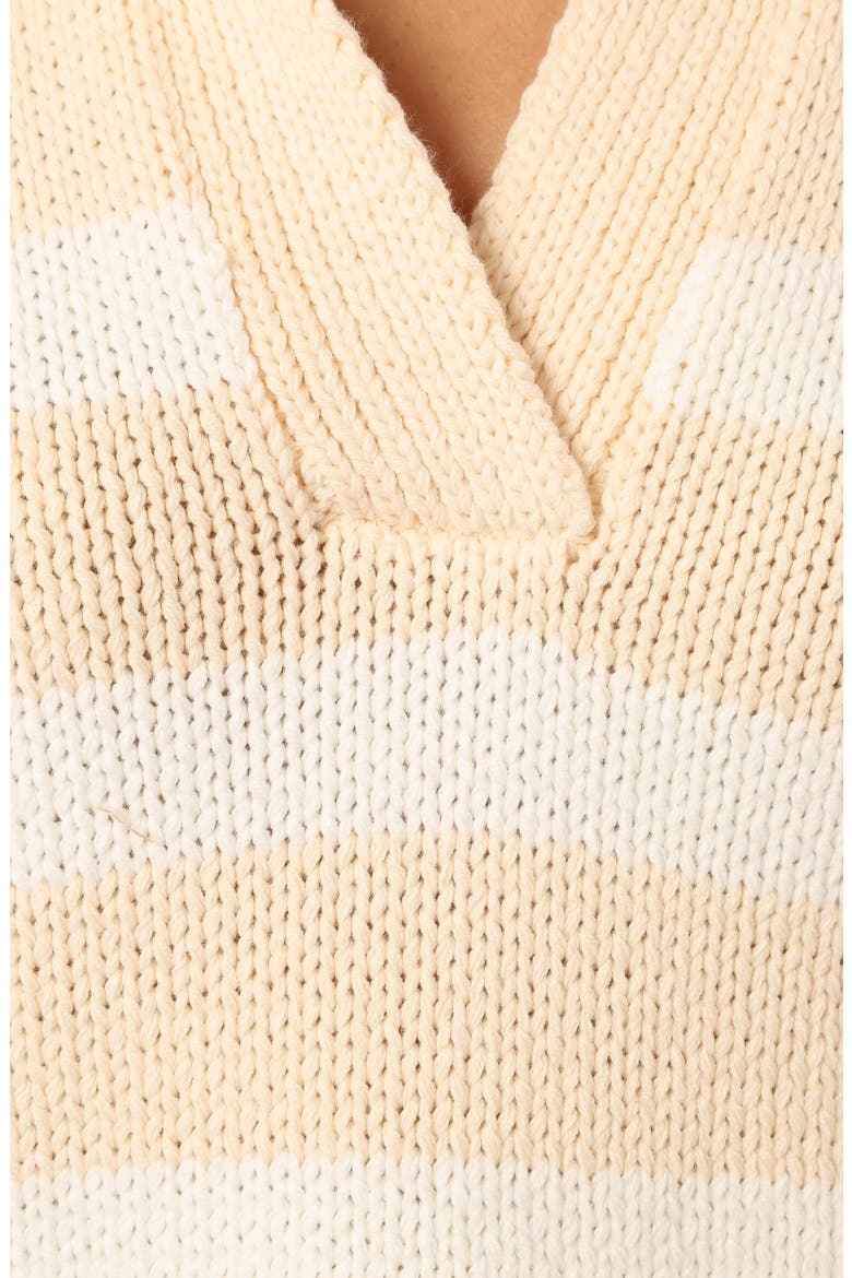 Shea Stripe Johnny Collar Sweater, Alternate, color, CREAM