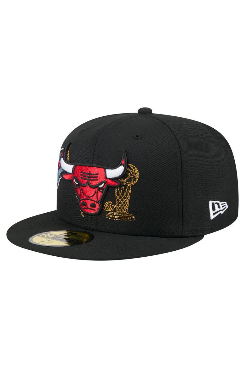 Men's New Era Black Chicago Bulls State Stitch 59FIFTY Fitted Hat, Main, color, Black