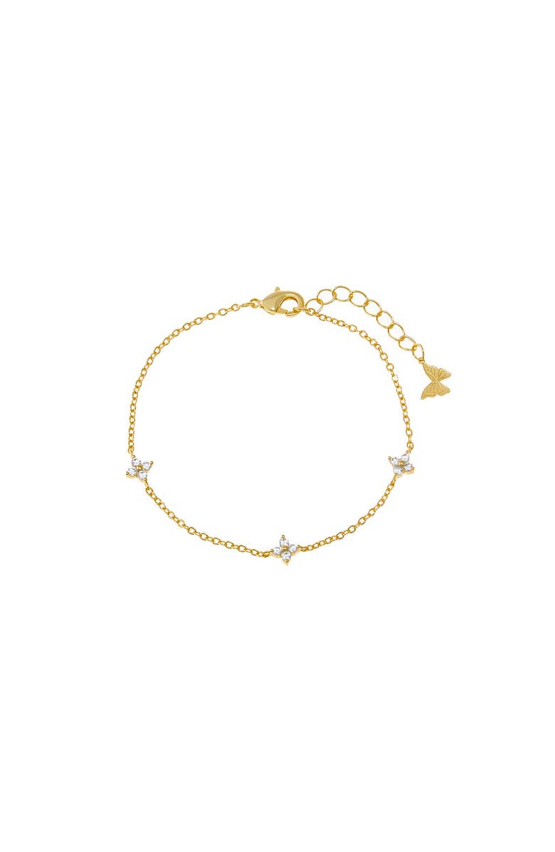 BY ADINA EDEN Triple CZ Four Leaf Flower Bracelet, Main, color,