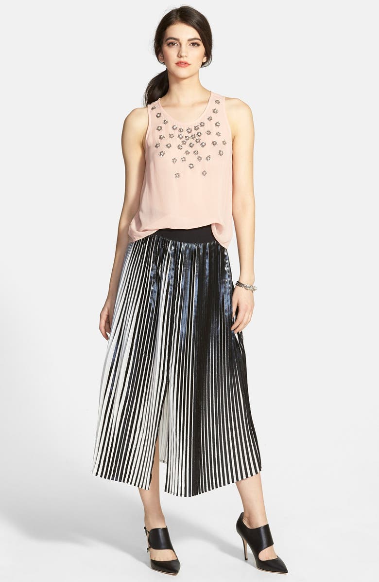 Trouvé Pleated Metallic Midi Skirt, Alternate, color, 