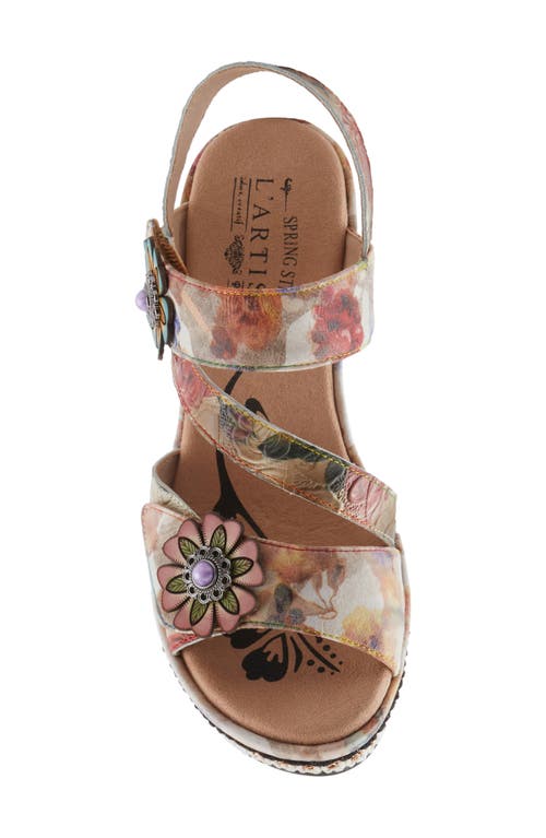 L'artiste By Spring Step Blissful Slingback Platform Wedge Sandal In Beige Multi