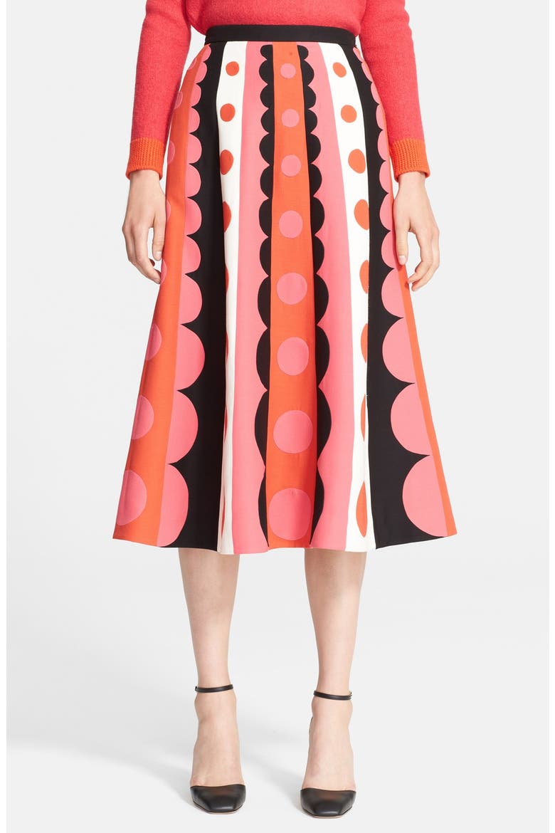 Graphic Pattern Crepe Midi Skirt, Main, color, MULTI