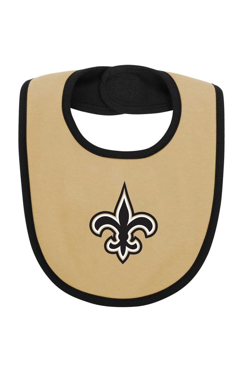 Outerstuff Newborn & Infant Black/Gold New Orleans Saints Home Field Advantage Three-Piece Bodysuit, Bib & Booties Set, Alternate, color, Black