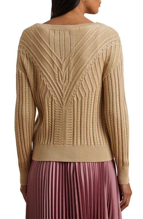 Shop Ralph Lauren Lauren Cable Stitch Sweater In Sand Dune
