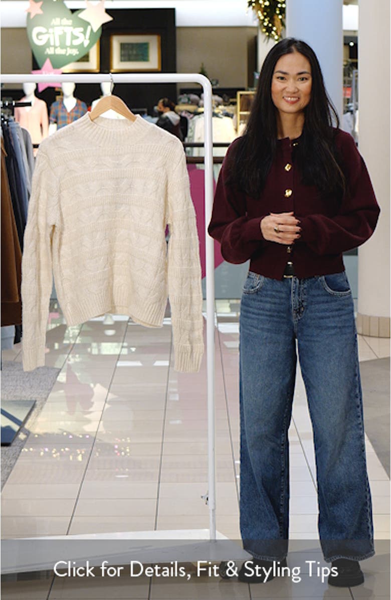 Virgo Cable Stripe Mock Neck Sweater, sales video thumbnail