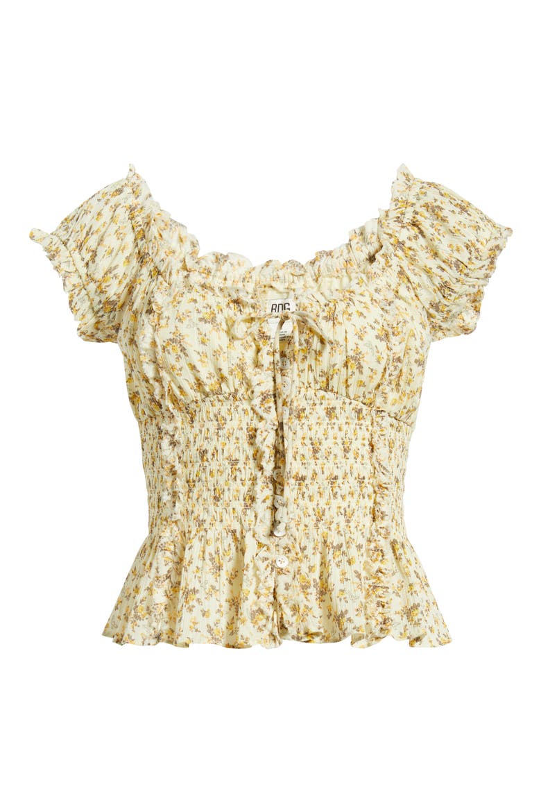 Mabel Floral Cotton Top, Alternate, color, YELLOW FLORAL