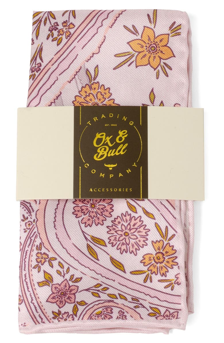 Cufflinks, Inc. Floral Paisley Silk Blend Pocket Square, Alternate, color, Pink