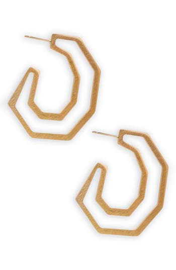 Saachi Modern Hexagon Hoop Earrings In Gold