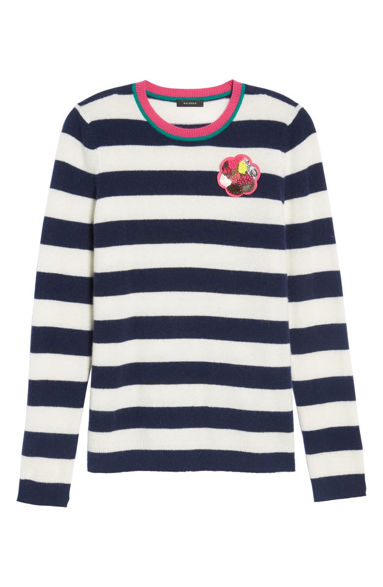 Halogen<sup>®</sup> Stripe Cashmere Sweater, Alternate, color,