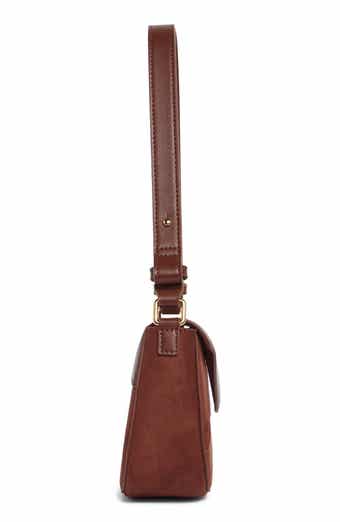Addisyn Faux Suede Panel Faux Leather Baguette Bag