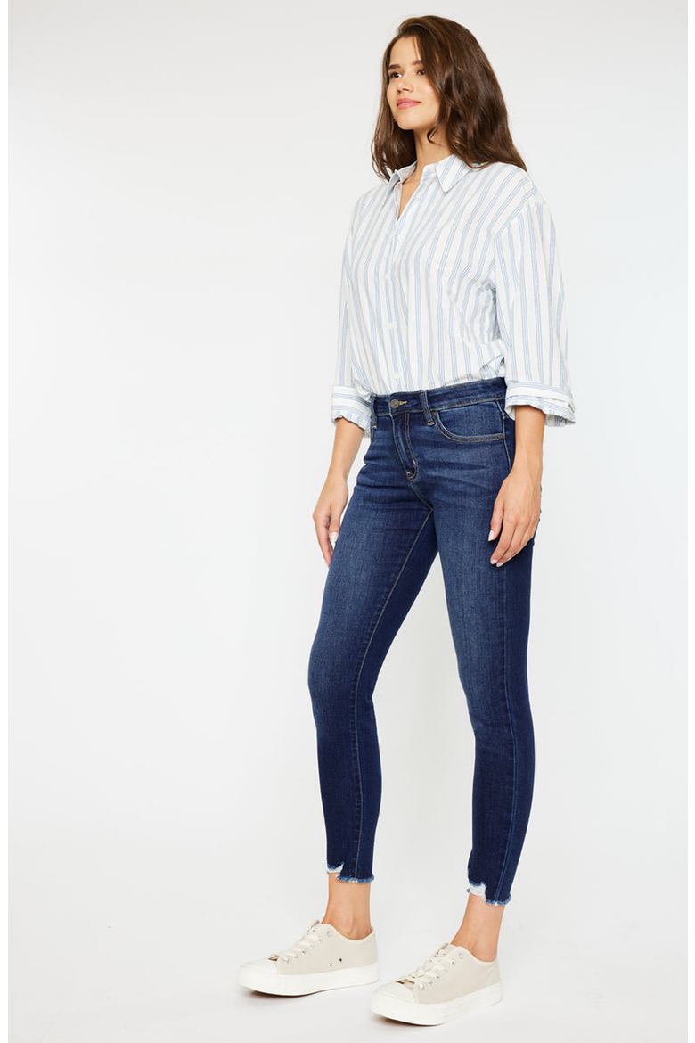 Willowbrook Essentials Mid Rise Ankle Skinny Jeans, Alternate, color, Dark Wash