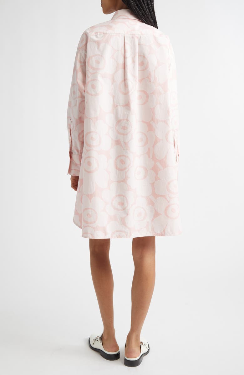 Marimekko Kuvitelma Unikko Long Sleeve Cotton Poplin Shirtdress, Alternate, color, Light Pink