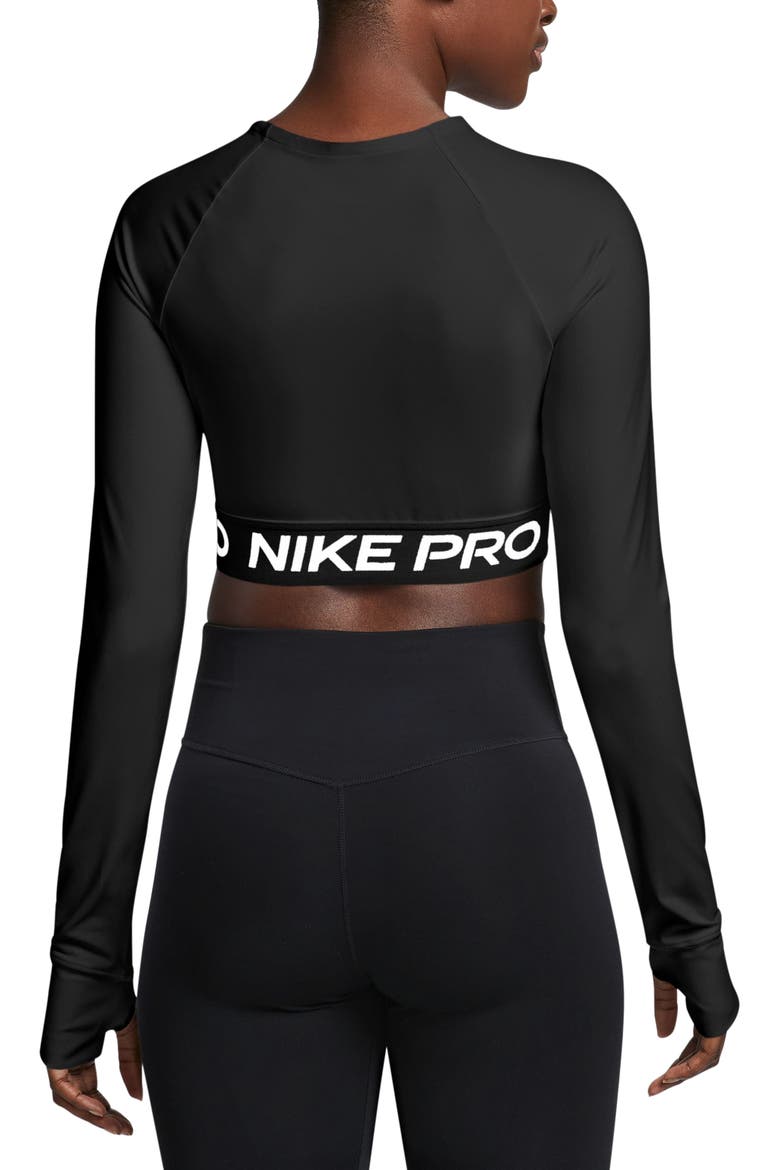 Pro 365 Dri-FIT Long Sleeve Crop Top, Alternate, color, 010 010 BLACK/WHITE