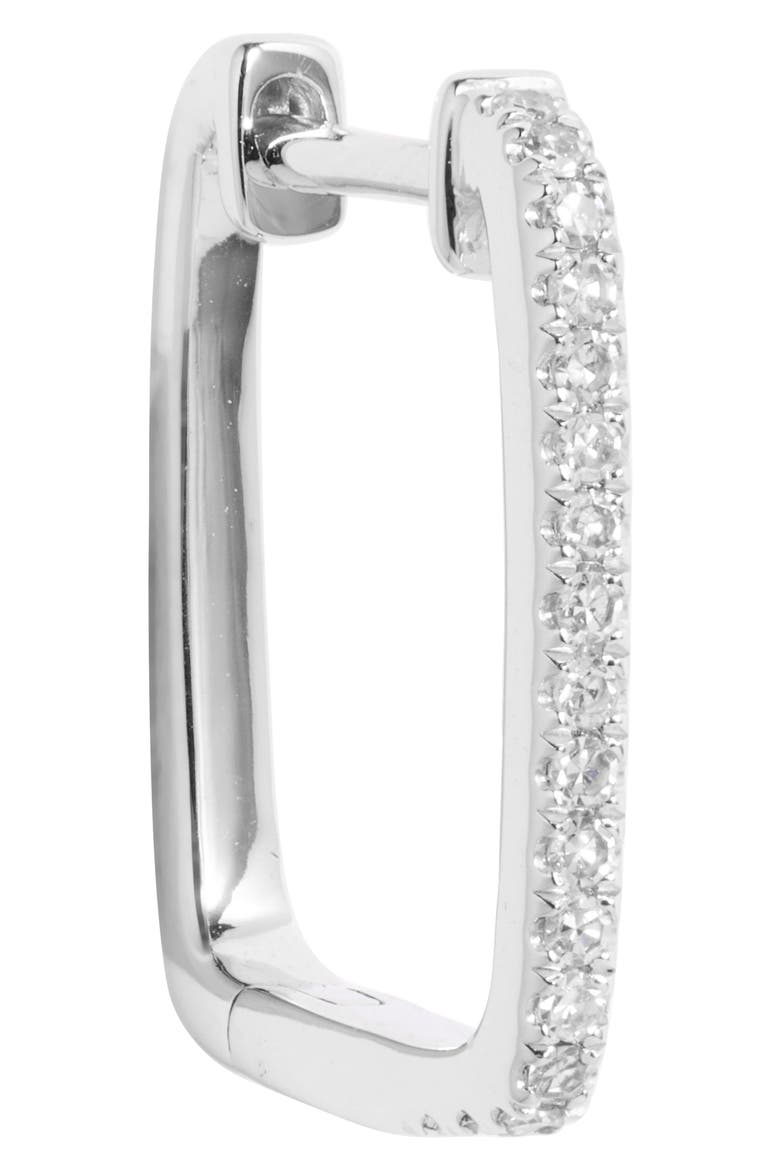 14k Gold Diamond Rectangular Hoop Earrings, Alternate, color, WHITE GOLD