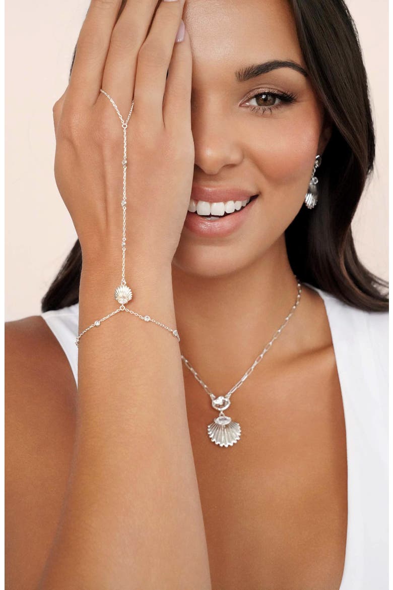 Santorini Shell Hand Chain, Alternate, color, SILVER