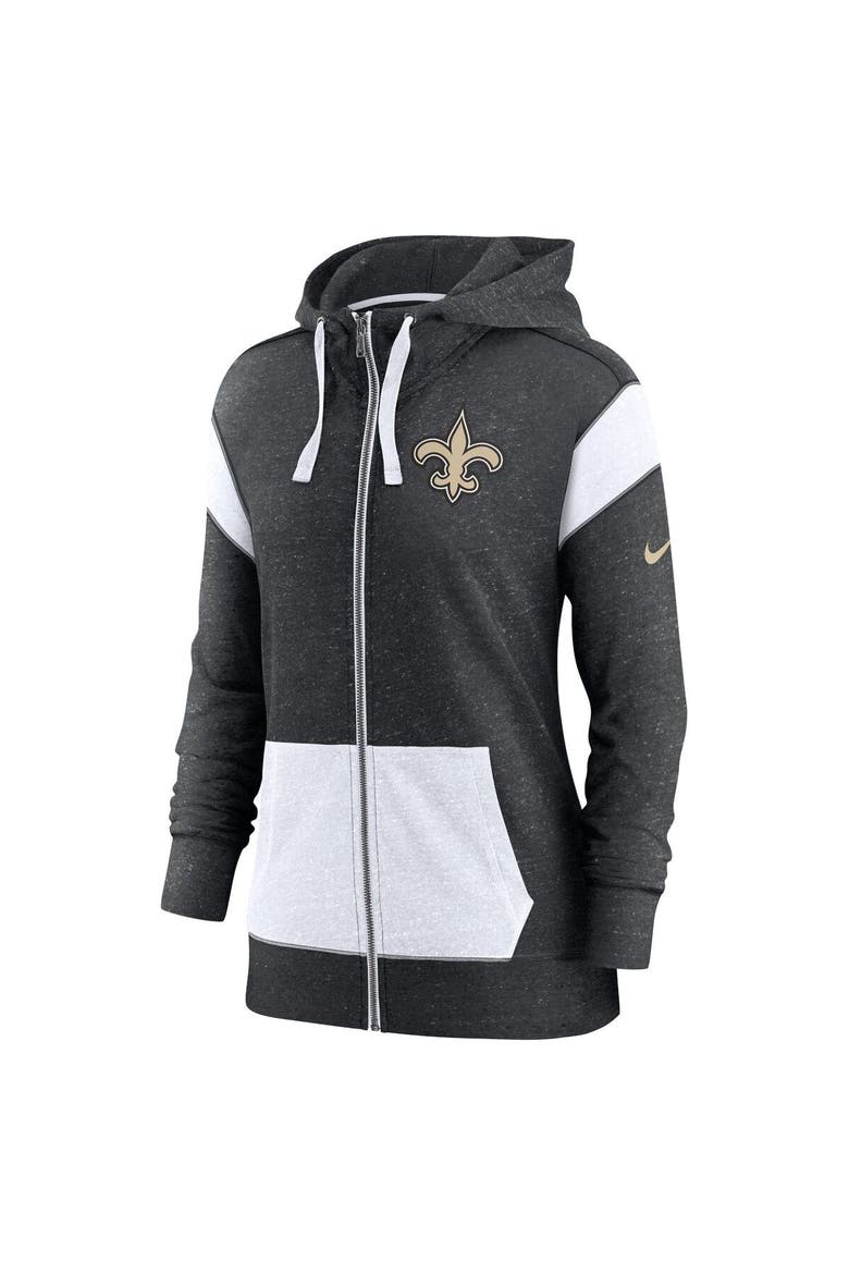 Women's Nike Heather Black/White New Orleans Saints Plus Size Monaco Full-Zip Lightweight Hoodie, Alternate, color, Heather Black