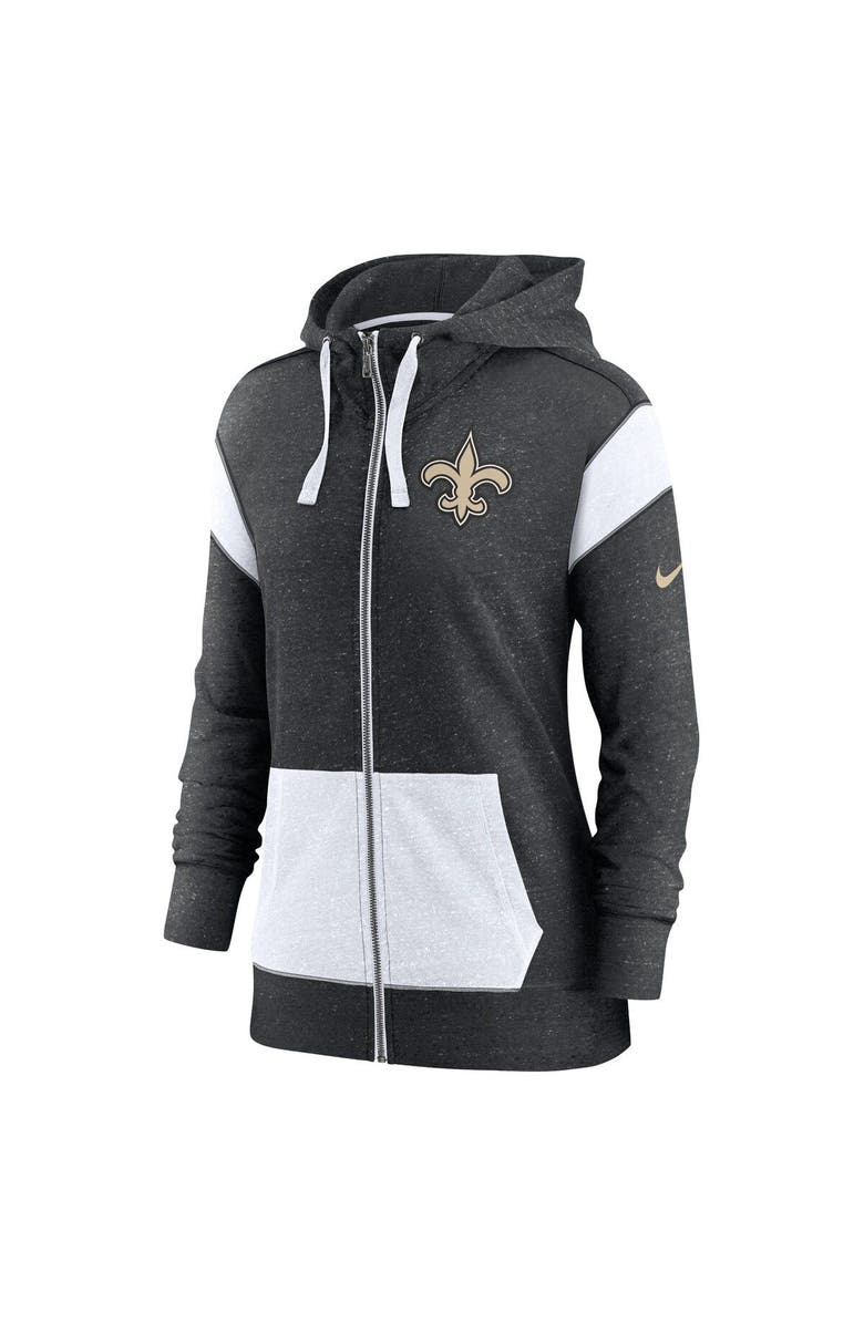 Nike Women's Nike Heather Black/White New Orleans Saints Plus Size Monaco Full-Zip Lightweight Hoodie, Alternate, color, Heather Black