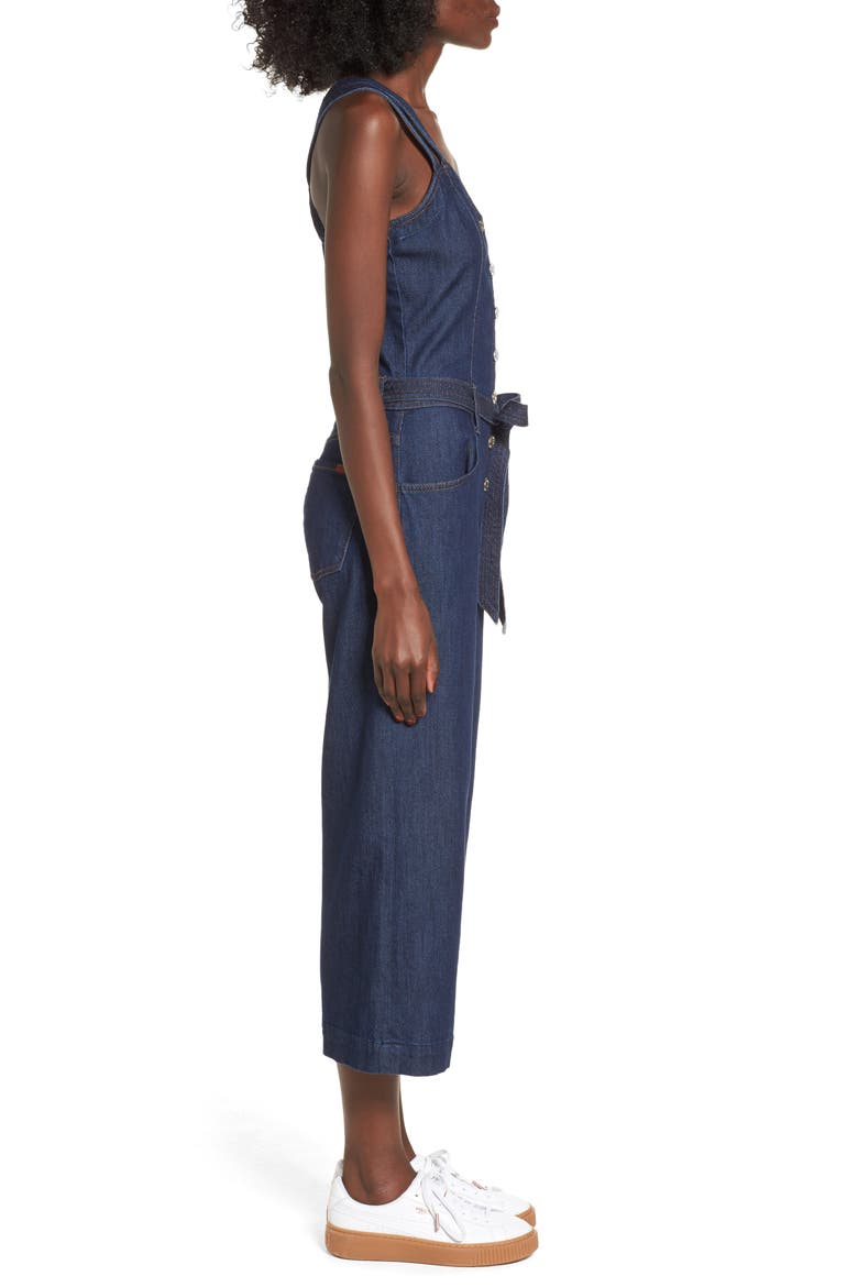 7 For All Mankind® Denim Jumpsuit, Alternate, color, DARK BLUE SHADOW