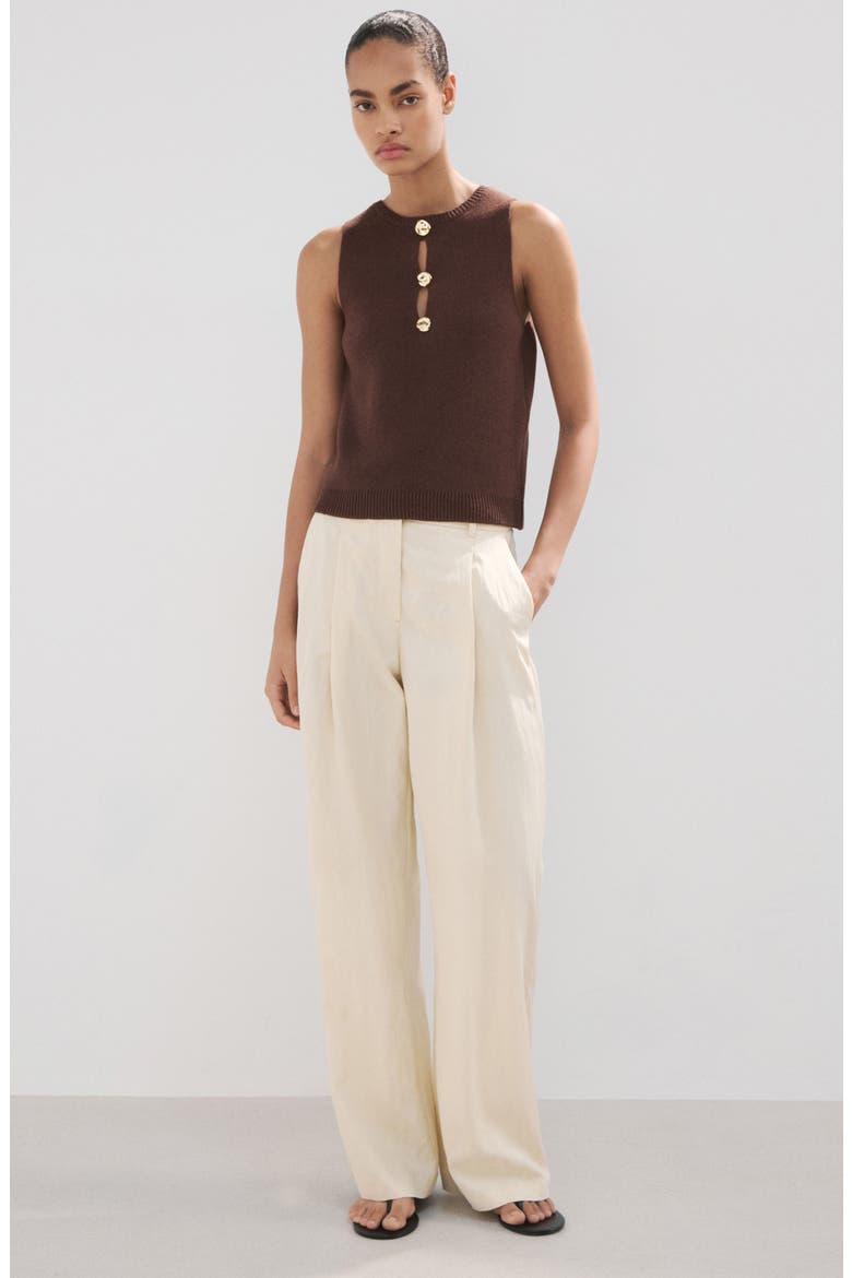 Beaded Knit Tank, Alternate, color, BROWN