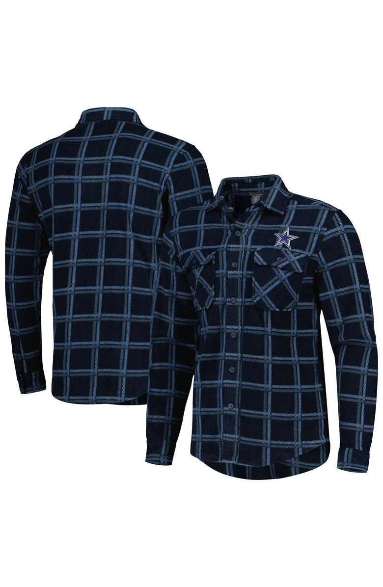 ANTIGUA Men's Antigua Navy Dallas Cowboys Industry Flannel Button-Up Long Sleeve Shirt, Main, color, 
