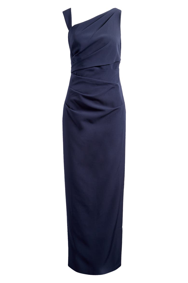 Draped Asymmetric Gown, Alternate, color, NAVY