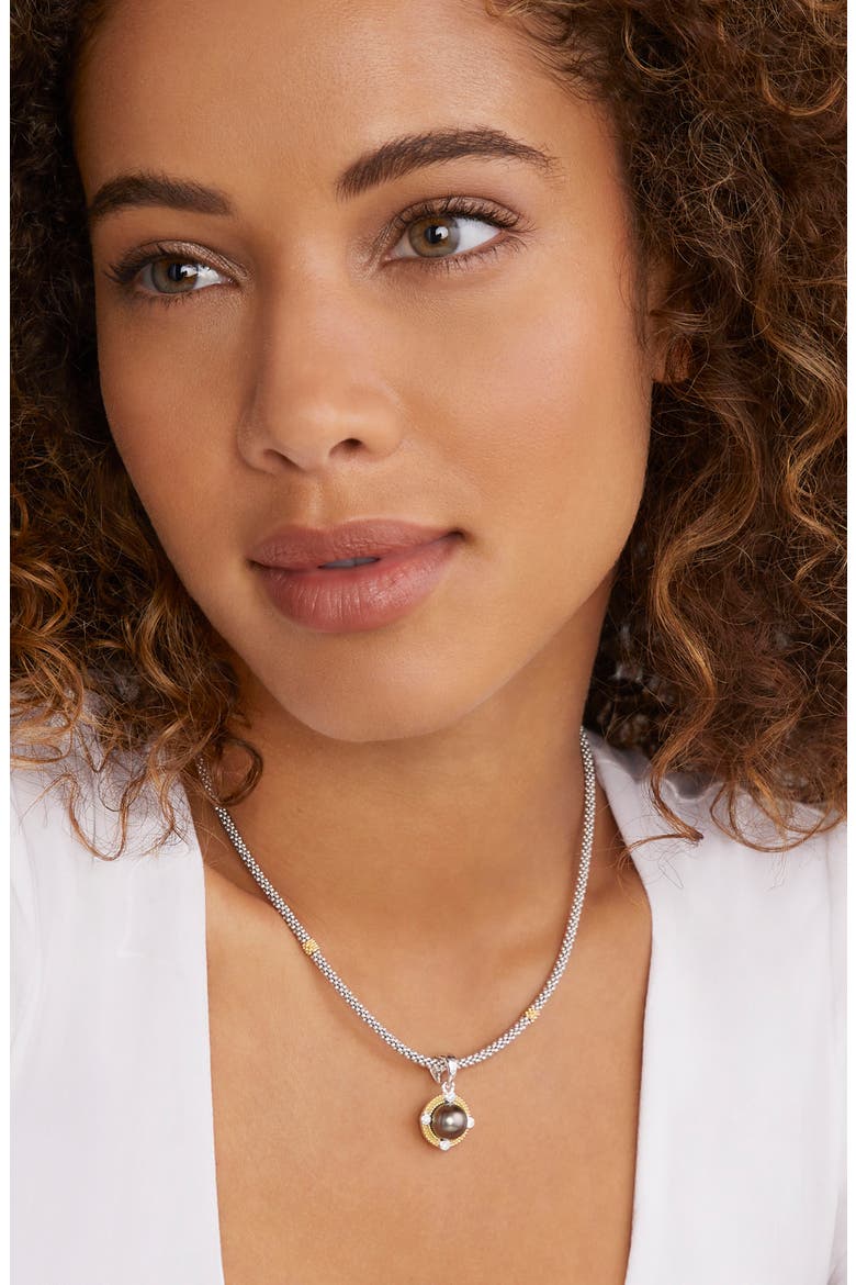Luna Freshwater Pearl & Diamond Lux Pendant Necklace, Alternate, color, SILVER