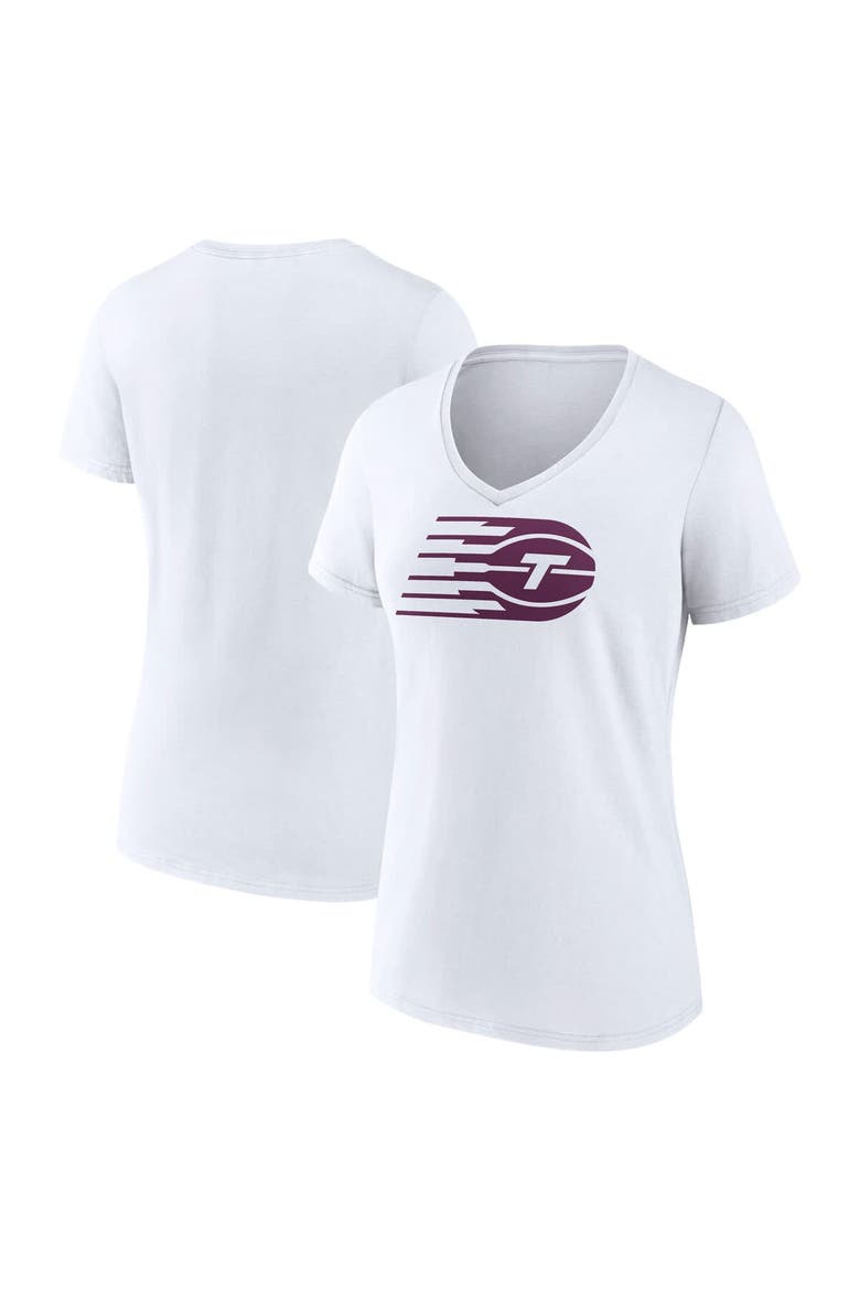 Women's White Toronto Tempo Primary Logo V-Neck T-Shirt, Main, color, White