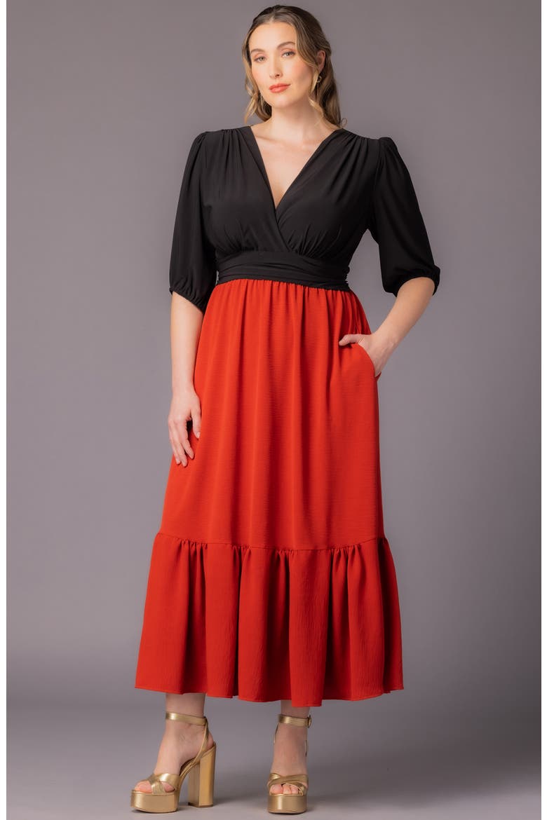 Danica Mixed Media Dress, Alternate, color, CHILI PEPPER