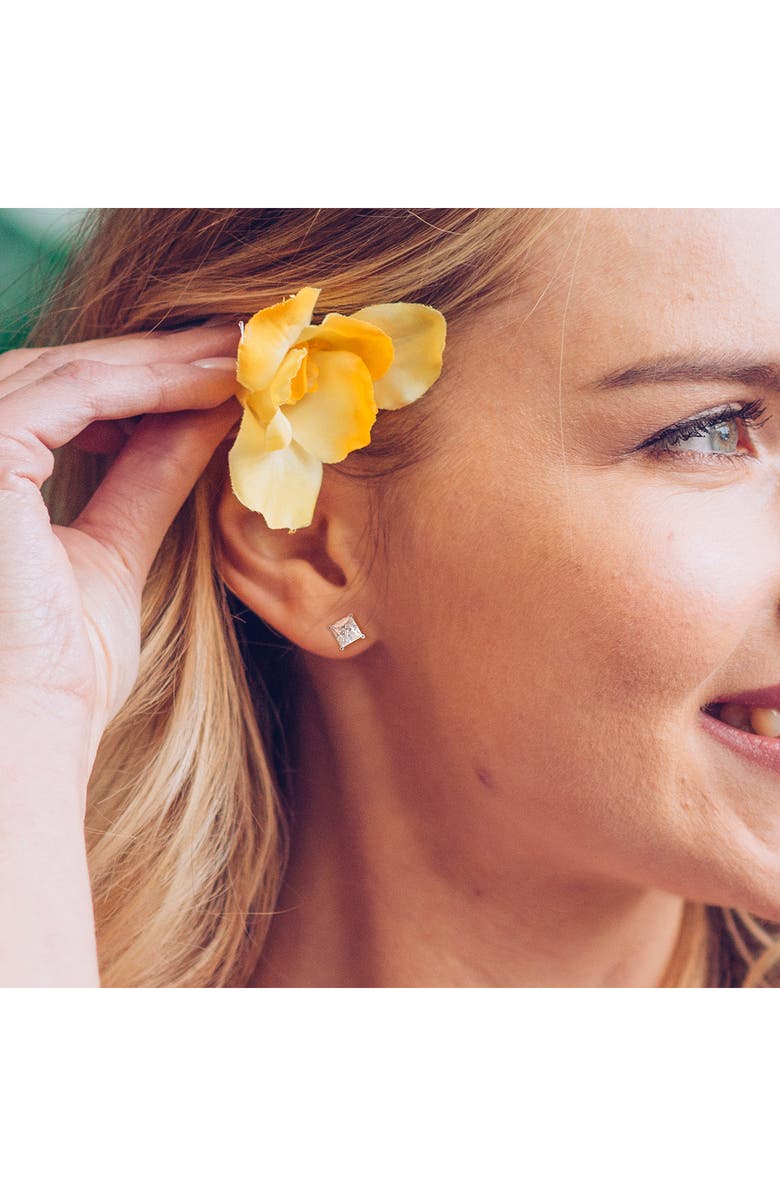 DELMAR Square Created Moissanite Stud Earrings, Alternate, color, White