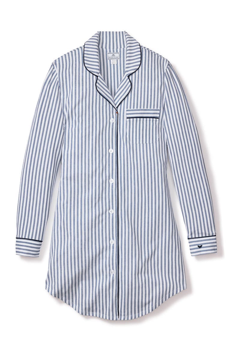 Pink Stripe Cotton Nightshirt, Alternate, color, NAVY