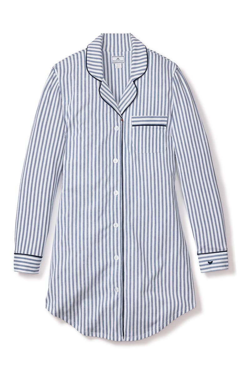 Petite Plume Pink Stripe Cotton Nightshirt, Alternate, color, Navy