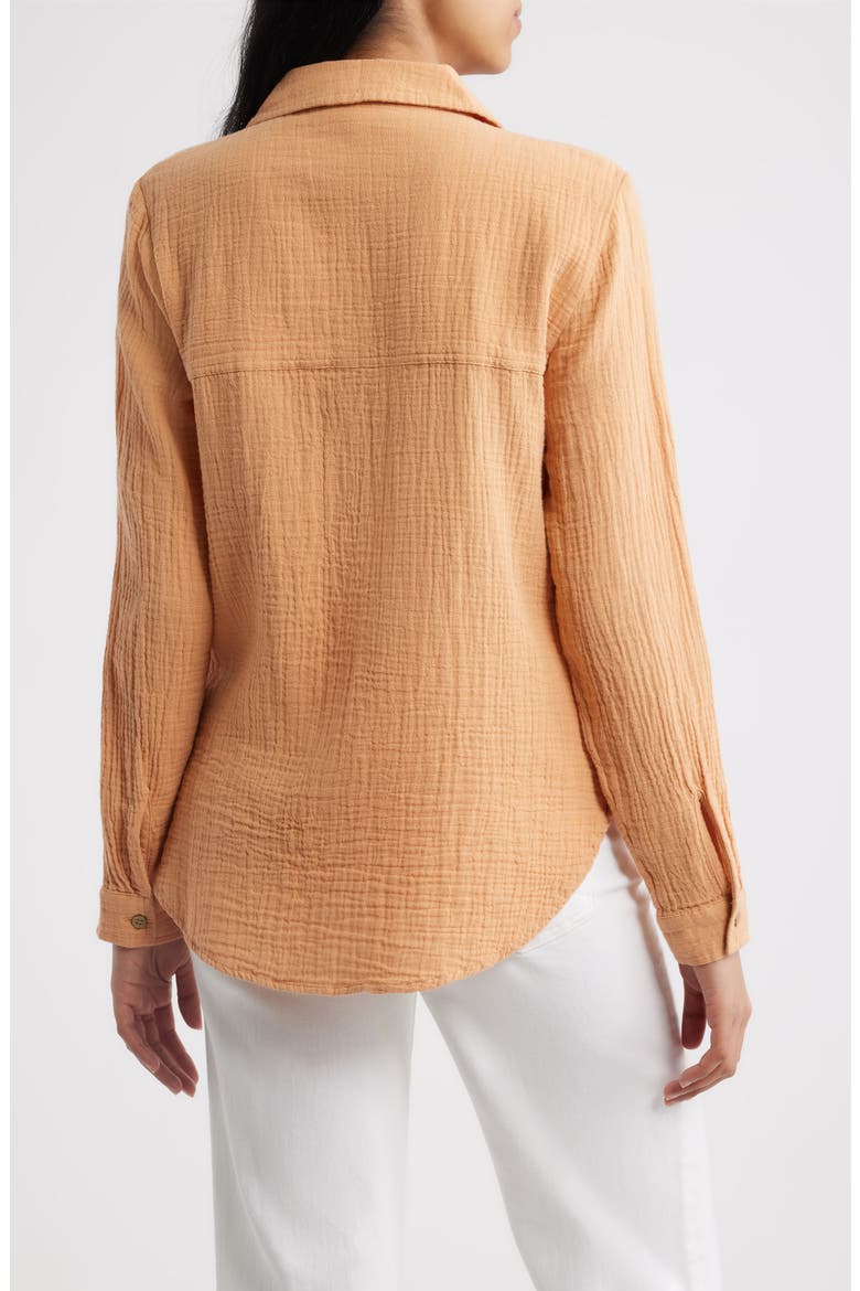 Micaela Cotton Button-Up Shirt, Alternate, color, CARAMEL