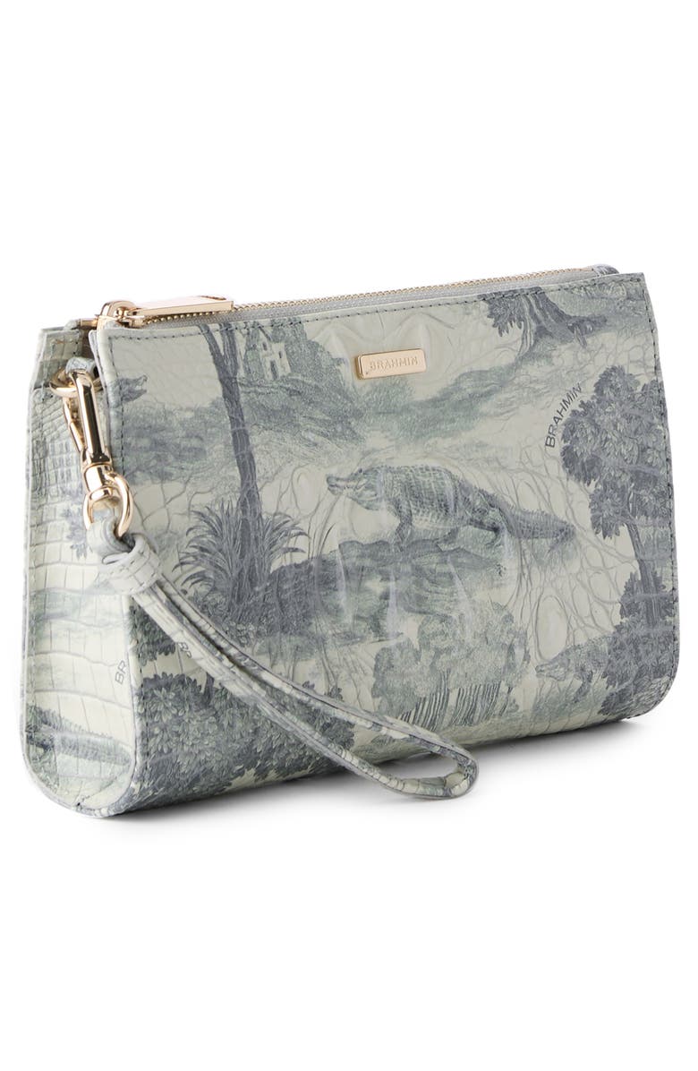 Brahmin Daisy Croc Embossed Leather Wristlet, Alternate, color, Mindful Garden