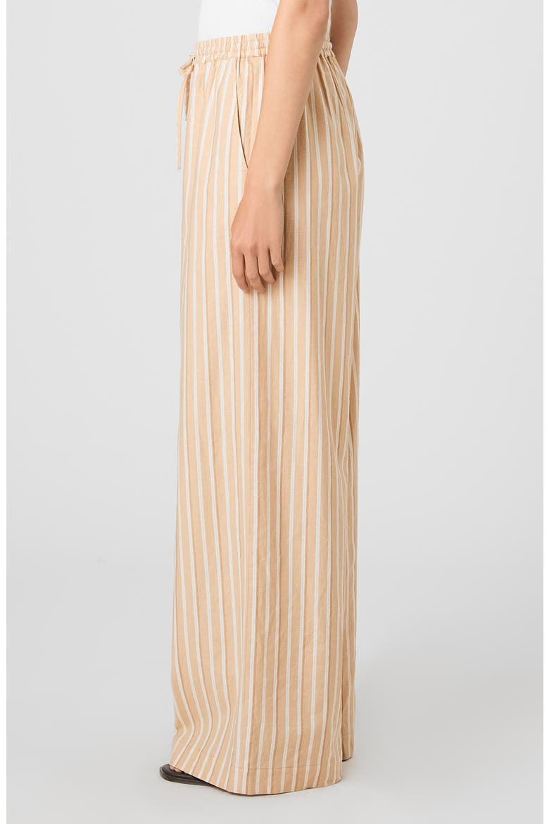 Tie Waist Wide Leg Linen Blend Pants, Alternate, color, SANDLOT STRIPE