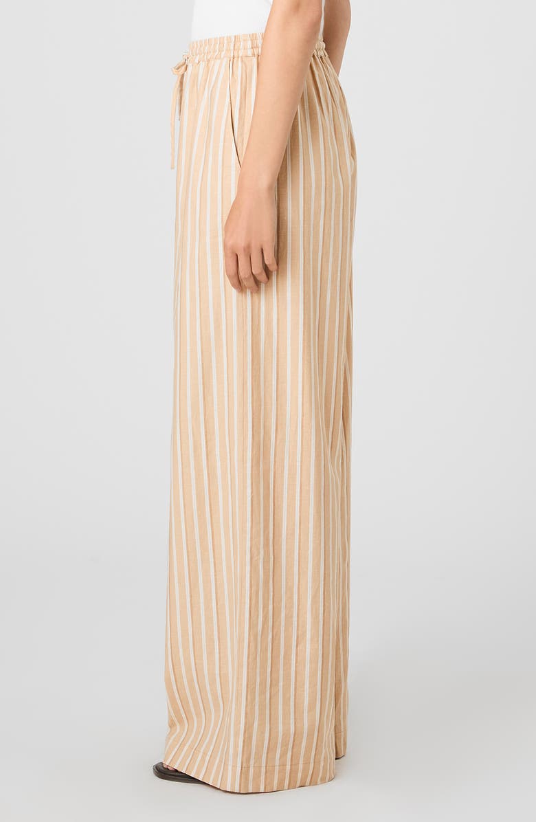 French Connection Aspen Tie Waist Wide Leg Linen Blend Pants, Alternate, color, Sandlot Stripe