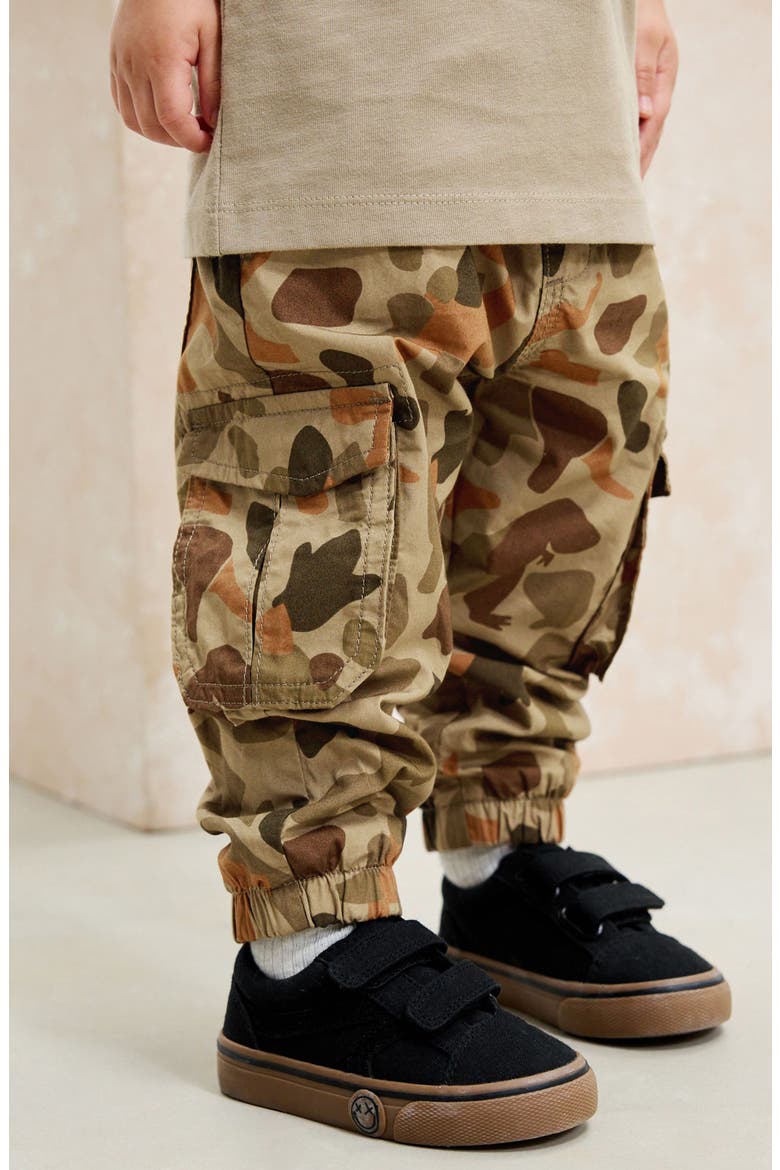 Kids' Dinosaur Camo Cotton Cargo Pants, Alternate, color, BROWN MULTI